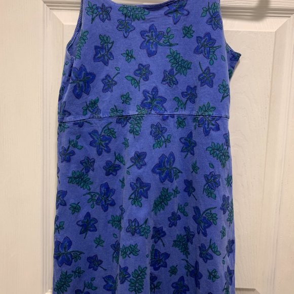 Fresh Produce Floral Dress Tank T-Shirt Cotton Blue Green Teal Fern Tropical M - Picture 9 of 12